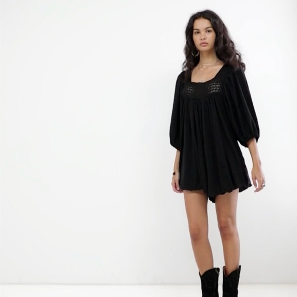 FREE PEOPLE ROMPER, NEW WITH TAG MEDIUM BLACK - Picture 6 of 8